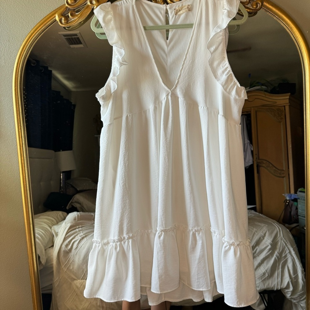 Altar'd State White Ruffled Mini Dress